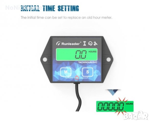 Runleader RL-HM011G Тахометър Моточасовник Брояч на Мото Часове за кросов мотор атв лодки агрегати