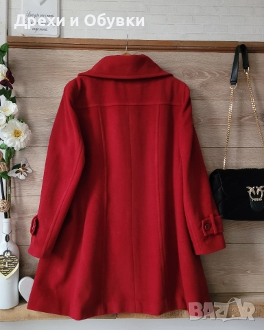 Тъмно червено палто Италия кашмир и вълна , снимка 3 - Палта, манта - 52691315
