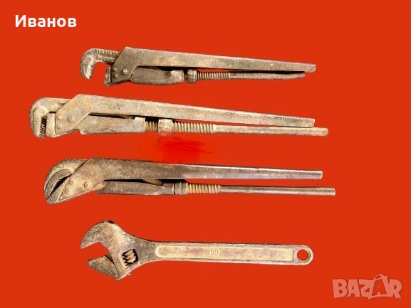 Сет от Стари/Винтидж ръчни инструменти, включващи Гаечни  и Тръбни/Френски ключове + Гедоре