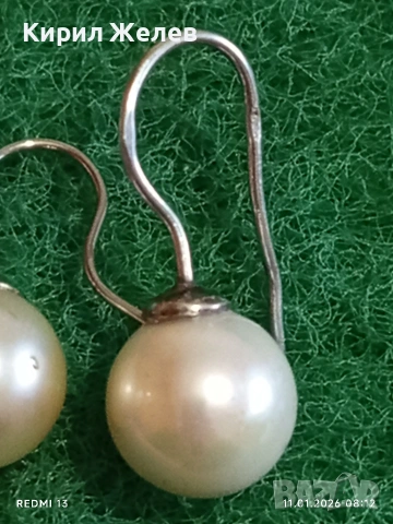 Винтидж сребърни обеци с естествени Перли ювелирна изработка Ретро Арт бижу 52759, снимка 3 - Обеци - 53059627