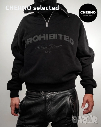 Мъжки суичър PROHIBITED Oversized Men’s Half-Zip Sweatshirt – размер L•XL – Нов без етикети, снимка 15 - Суичъри - 53840586