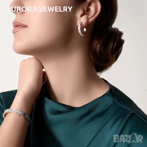 CARTIER Love Paved Silver Classic Diamonds Гривна с Отверка, снимка 10 - Гривни - 53029556