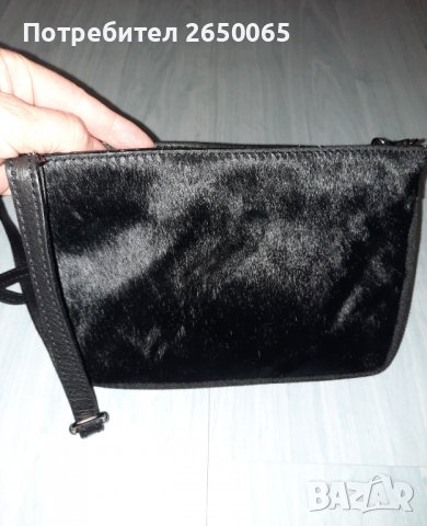 Орг.малка чанта ест.кожа с ест.пух, снимка 3 - Чанти - 39023644