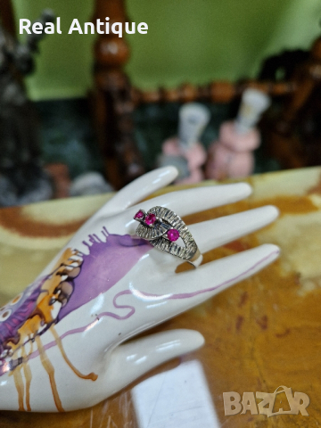 Превъзходен изключително красив антикварен френски сребърен пръстен , снимка 4 - Пръстени - 44527152