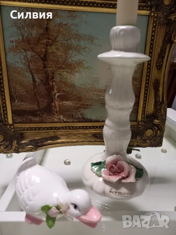 Порцеланов свещник с подарък. , снимка 2 - Декорация за дома - 52501076