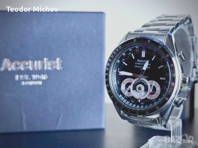 Мъжки часовник Accurist MB898 – Хронограф, Стоманен, Черен циферблат