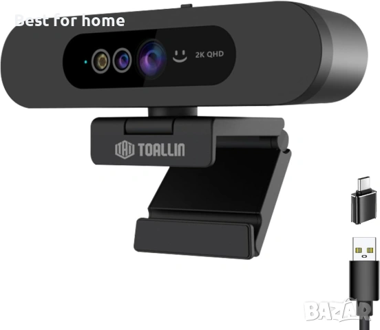 TOALLIN 2K QHD уеб камера за Windows Hello Face Login, IR камера за разпознаване на лица