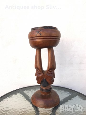 Ръчна дърворезба- африкански пепелник №1019, снимка 1 - Антикварни и старинни предмети - 34537596