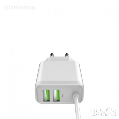 Мрежово зарядно устройство LDNIO A321, 5V 3.1A, 2 x USB, С Micro USB кабел, Бял, снимка 3 - Оригинални зарядни - 36286980