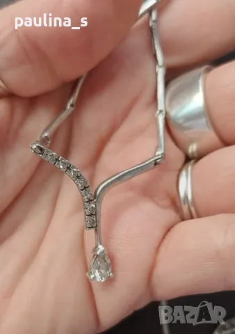 Винтидж / Разкошно сребърно колие тип чокър с циркони / проба 925 , снимка 10 - Колиета, медальони, синджири - 48627787