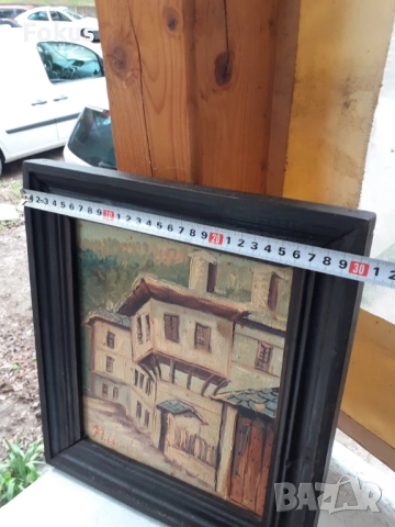 Стара българска картина масло на платно подписана с рамка, снимка 7 - Антикварни и старинни предмети - 53478511