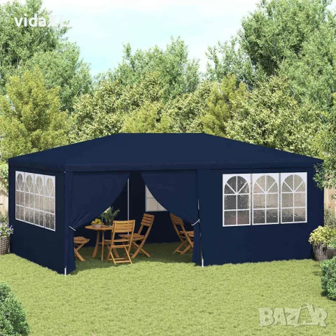 vidaXL Професионална парти шатра със стени 4x6 м синя 90 г/м², снимка 2 - Къмпинг мебели - 56147625