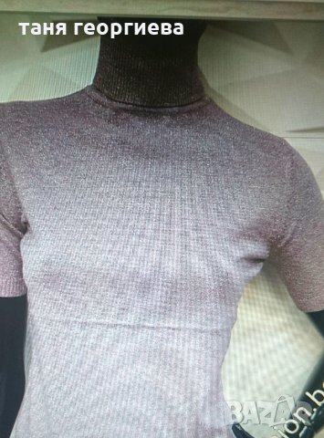 дамско поло къс ръкав с ламе, снимка 4 - Блузи с дълъг ръкав и пуловери - 34839722