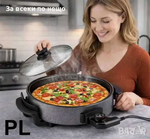 Уред за приготвяне на пица Rosberg R51010B, 1500W, Терморегулатор, Незалепващо покритие Код P3034