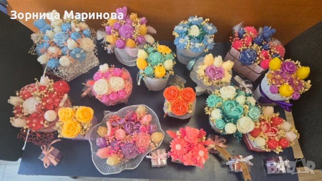Ароматни букети от свещи, ръчна изработка , снимка 18 - Декорация за дома - 50673754