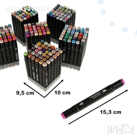 Двустранни алкохолни маркери в куфар 204 бр. + стойка, снимка 4 - Други - 53534507