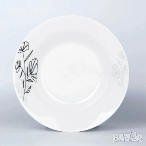 Комплект чинии 24 части с елегантен черен флорален мотив – Изтънченост за всяка трапеза, снимка 4 - Други - 53269540