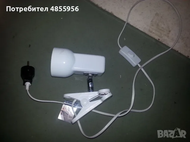 Бяла лампа със щипка - халогена крушка La Member  1xE27 max 60w R63, снимка 10 - Други - 56224259