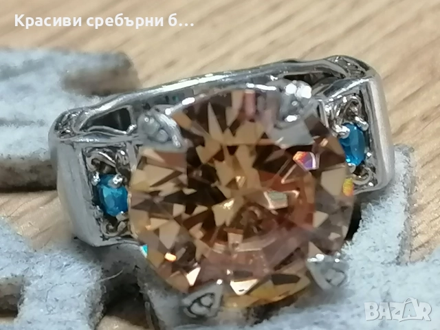 Масивен сребърен пръстен с камъни, снимка 3 - Пръстени - 49828875