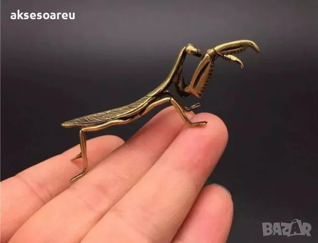 Декоративна антична колекционерска медна статуя на богомолка масивна ръчна изработка антични колекци, снимка 16 - Декорация за дома - 47376158