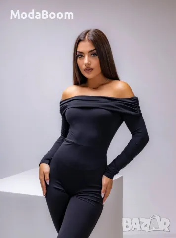 Елегантен черен дамски гащеризон , снимка 4 - Гащеризони - 48009186