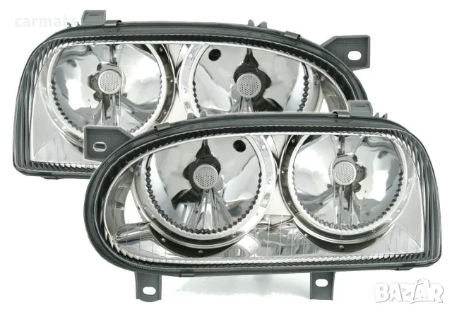Кристални фарове ANGEL EYES за VW Golf 3 (1991-1998) - хром - R32 дизайн
