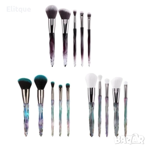 Сет от 5 броя четки за грим с диамантени дръжки HZS52, снимка 15 - Други - 52830518