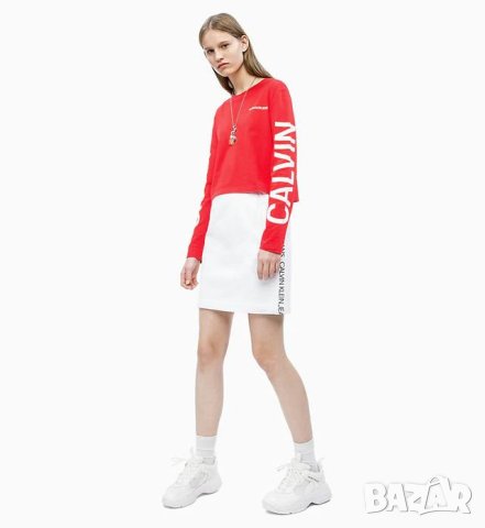 Calvin Klein Jeans Logo Оригинална Дамска Тениска Блуза XS, снимка 6 - Блузи с дълъг ръкав и пуловери - 40442083