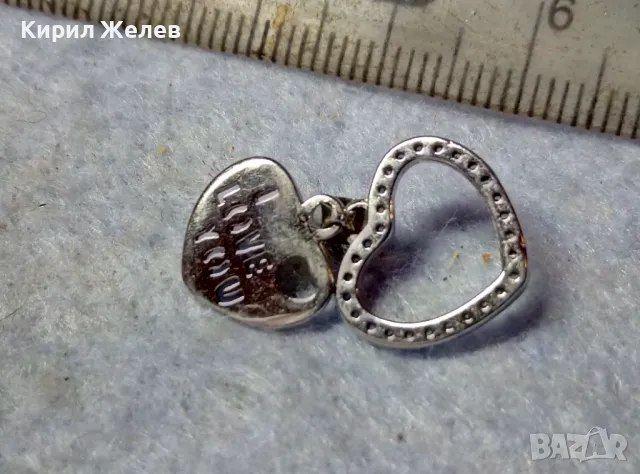 I LOVE YOU НЕЖЕН ЛЮБОВЕН СРЕБЪРЕН МЕДАЛЬОН СЪРЧИЦЕ РОДИРАНО СРЕБРО 925 с ИСКРЯЩИ ЦИРКОНИ 41302, снимка 4 - Колиета, медальони, синджири - 48952367