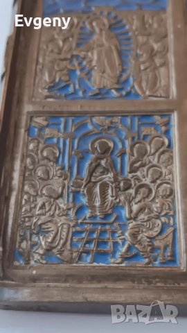 Руска бронзова икона от 19век , снимка 10 - Икони - 52726509