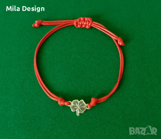 Гривна червен конец със сребро, снимка 6 - Гривни - 39532439