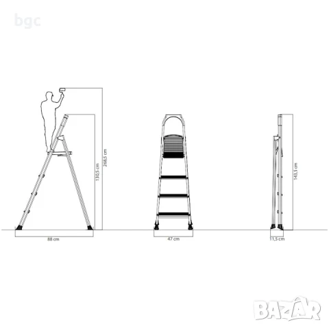 НОВА Стълба Smart Stoarge 1502, С платформа, Сгъваема, Стомана, 3+1 стъпала, 125 кг, снимка 2 - Други инструменти - 50965406