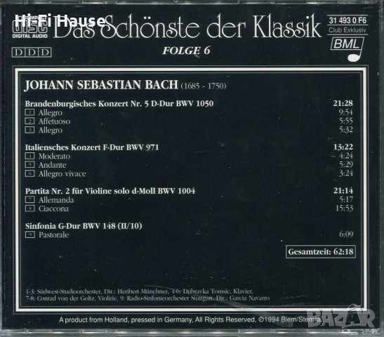 Das Schonste der Klassik-Johann Sebastian Bach, снимка 2 - CD дискове - 34609460