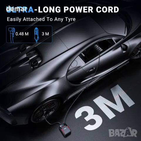 Ipflin преносима помпа за гуми 12V DC, предварително зададено налягане и автоматично изключване, снимка 8 - Аксесоари и консумативи - 49869794