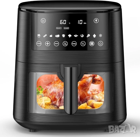 Фритюрник с горещ въздух (Air Fryer) XXL 7.2 литра с прозорец за наблюдение и сензорен LED дисплей
