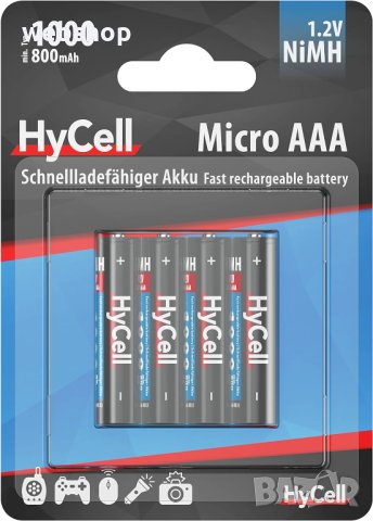 Акумулаторна батерия HyCell, презареждаема, 1,2VDC, 800mAh, AAA, R03, Ni-MH, снимка 1 - Друга електроника - 44412097