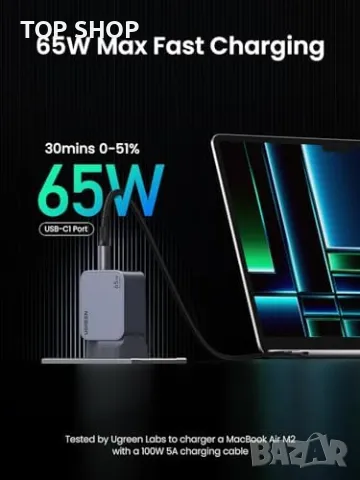 Ново UGREEN Nexode Pro 65W: Бързо 3-Портово USB C Зарядно, снимка 8 - Друга електроника - 49498201