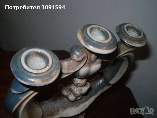 Ретро керамичен свещник с детска фигурка за три свещи, снимка 6 - Други ценни предмети - 42326495