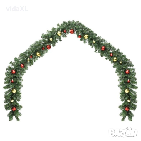 vidaXL Коледен гирлянд, декориран с топки и LED лампички, 10 м(SKU:246407), снимка 2 - Други - 52639332