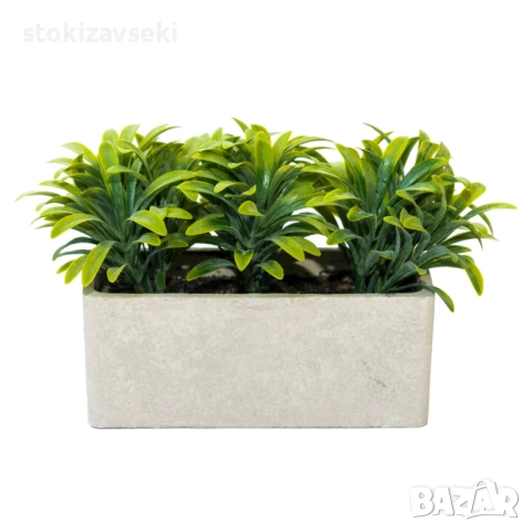 Изкуствено растение в бежова кашпа, снимка 1