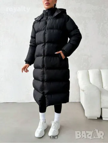 Черно Дълго дамско яке със силиконова вата