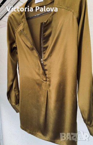 Красива копринена блуза ELÉGANCE цвят горчица, снимка 4 - Корсети, бюстиета, топове - 42012977