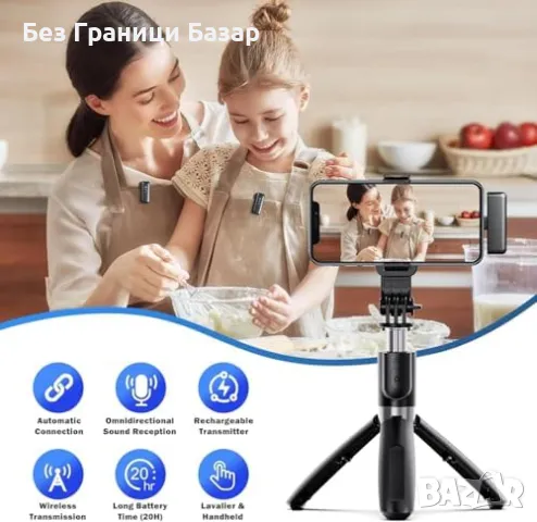 Нов Мини безжичен микрофон с AI шумопотискане, 2 приемника и калъф, снимка 2 - Други - 47519961