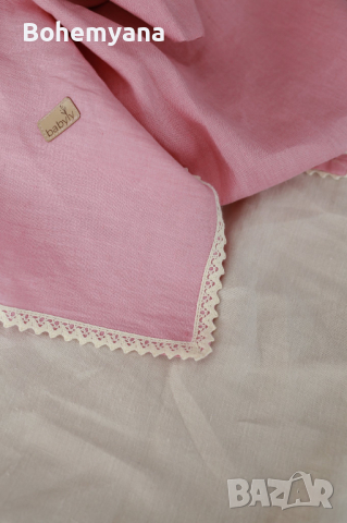Babyly ленено одеяло 100 х 100 см – розово, снимка 2 - Спално бельо и завивки - 44747667