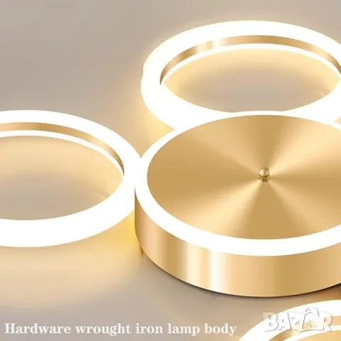 LED лед таванно осветление Златисто димируемо таванно за всекидневна Спалня Трапезария Офисно, снимка 4 - Лампи за таван - 49235819