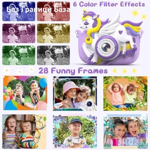 Нова Детска камера 20MP 1080P HD с филтри и рамки идеален подарък дете, снимка 3 - Друга електроника - 47269633