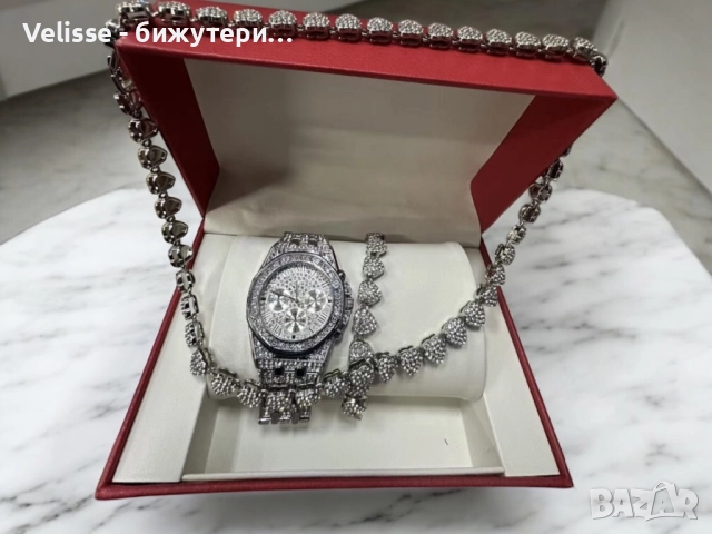 Луксозен комплек бижута,  часовник , гривна и колие, снимка 6 - Бижутерийни комплекти - 52922181