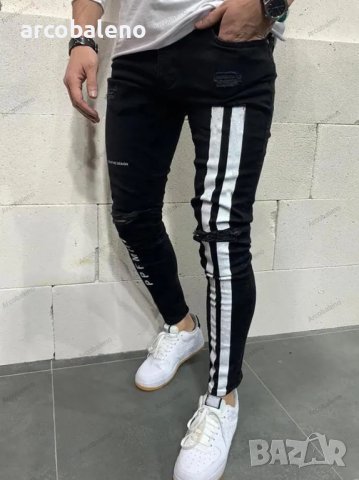 Мъжки модни протрити прилепнали дънки, 2цвята , снимка 5 - Дънки - 44407093