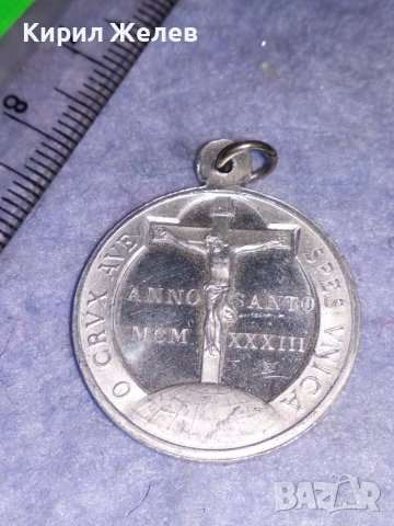 КАТОЛИЧЕСКИ РЕЛИГИОЗЕН МЕДАЛЬОН ИКОНКА ДВУСТРАННА РЯДКА ПОСРЕБРЕНА ИТАЛИЯ 31231, снимка 2 - Колиета, медальони, синджири - 39856813