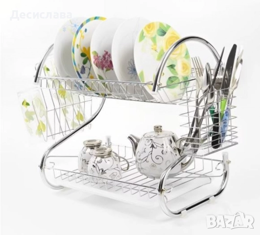 Луксозен S-образен сушилник за домакински съдове, двуредов. 